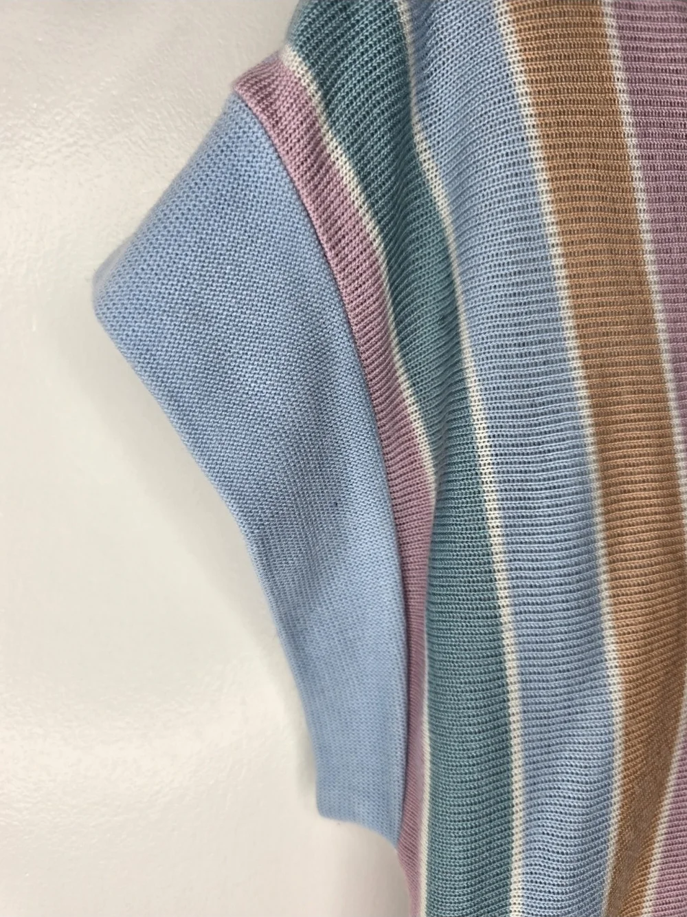 Unbranded Vintage 70's  Pastel Stripe V-Neck Sweater in Blue, Pink, Peach & Mint